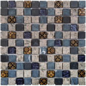 Grey/Blue Glass Mix Marble Mosaic 1 | Tile Center