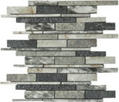Grey/Green/Beige Mix Stone Baguette Interlocking Mosaic | Tile Center