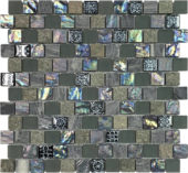 Grey/Green/Beige Mix Stone Glass 1"X1" Mosaic | Tile Center