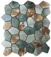 Hexagon Aluminum Mix Green Grey Beige 11.4"x12.2" | Tile Center