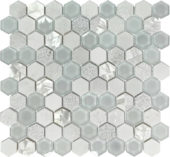 Hexagon Glass Marble & Mother Pearl White Mix Mosaic | Tile Center