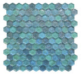 Hexagon Mix Blue Glass Mosaic | Tile Center