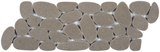 Light Grey Sliced Reconstituted Pebble Mosaic Interlocking Border | Tile Center