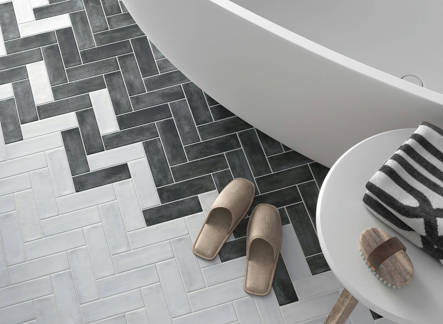 Lisbon 2X6 Pearl and Graphite | Tile Center