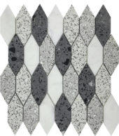 Long Hexagon Terrazzo Marble White Grey Black Mix Mosaic | Tile Center