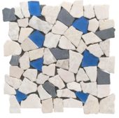 Mini Opus Beige Grey Marble Mix & Blue Glass | Tile Center