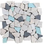 Mini Opus Beige Grey Marble Mix & Green Glass | Tile Center
