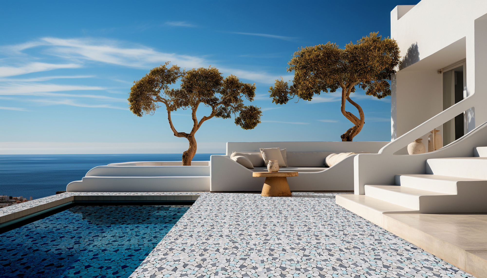 Mini Opus Beige Grey Marble Mix & Green Glass | Tile Center