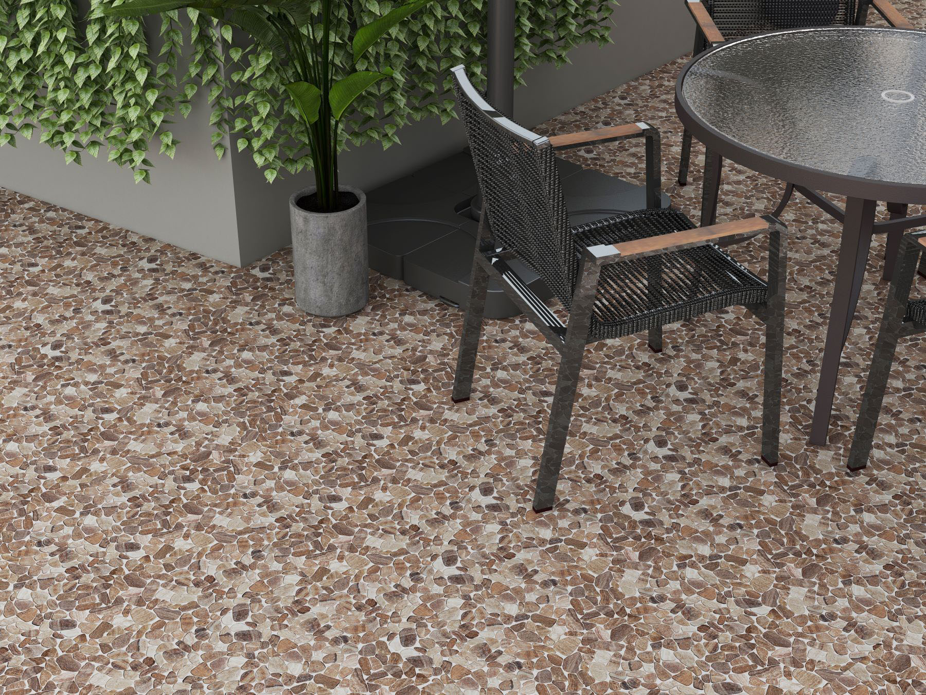 Mini Opus Matte Beige Brown Marble Stone Interlocking  | Tile Center