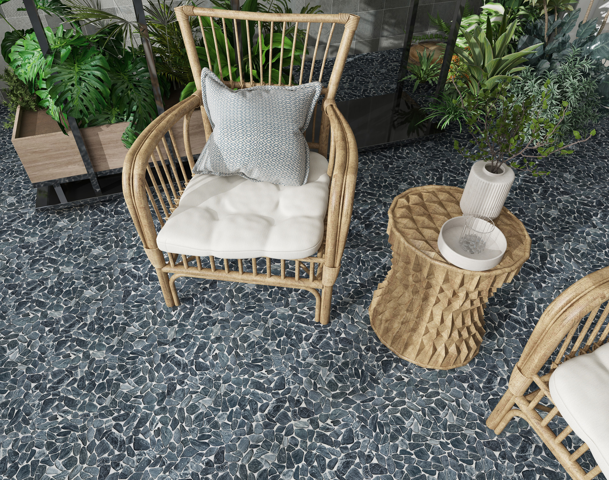 Mini Opus Matte Grey Mix Marble Stone Interlocking | Tile Center