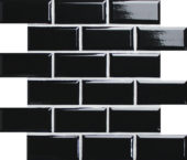 Mini Subway Black Glazed Porcelain Interlocking Mosaic 2"X4" | Tile Center