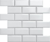Mini Subway White Glazed Porcelain Interlocking Mosaic 2"X4" | Tile Center