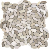 Mix White/Beige Sliced Matte Pebble Interlocking Mosaic | Tile Center
