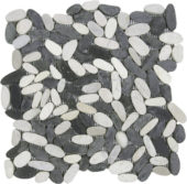 Mix White/Black Sliced Matte Pebble Interlocking Mosaic | Tile Center