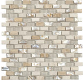 Mother Of Pearl Glass Marble Beige/White Mix Brick | Tile Center