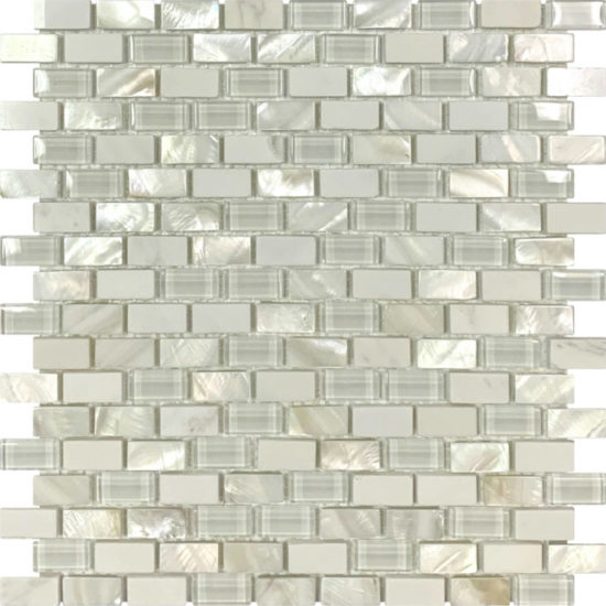 Mother Of Pearl Glass Marble White Mix Brick Mosaic | Tile Center