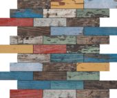 Multicolor Wood 1.1"x4" Glazed Ceramic Mosaic | Tile Center