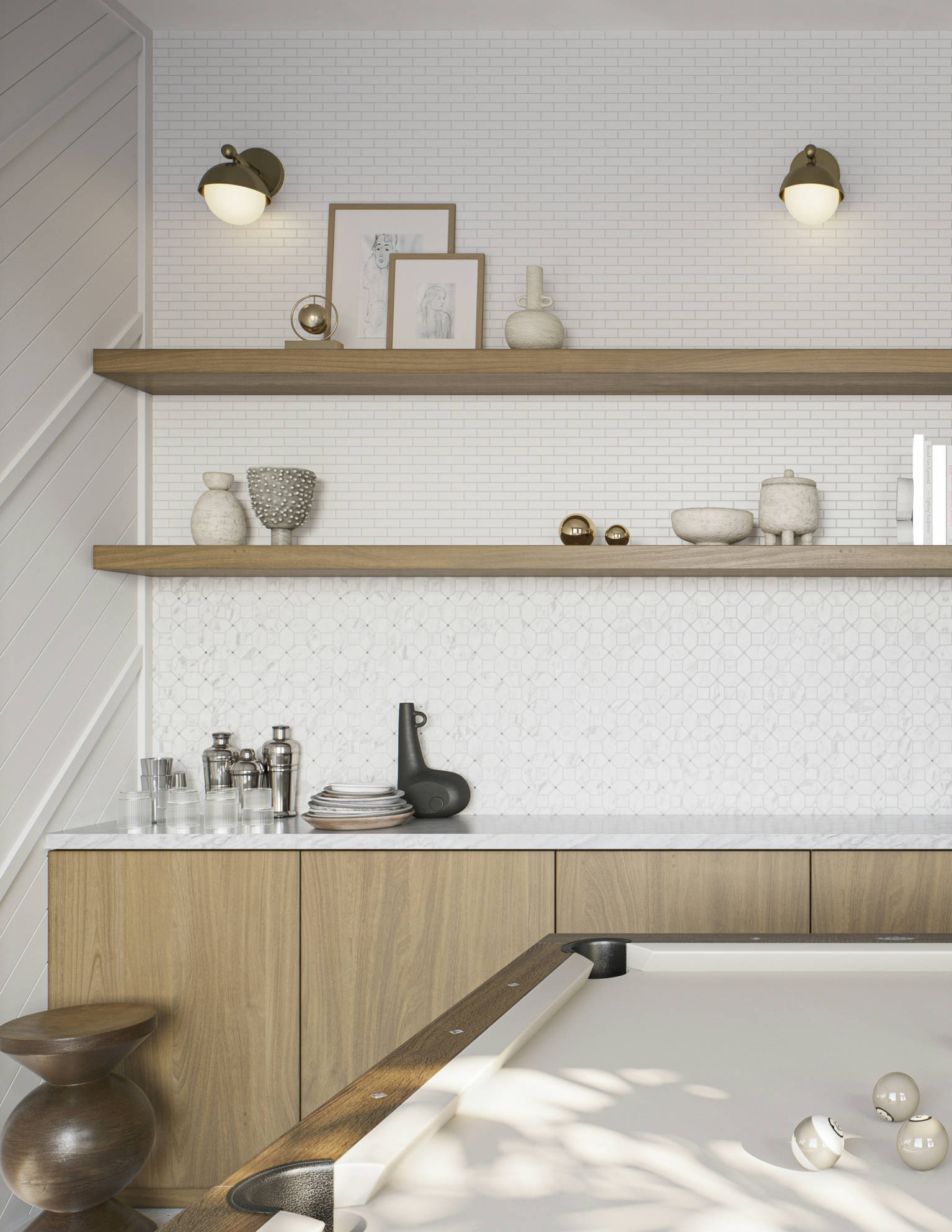 Offset Daisy Mosaic, Cliff Ridge Mosaic | Tile Center