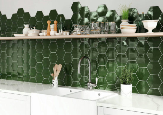 Ronda 5.5X6.3” Green Hexagon | Tile Center