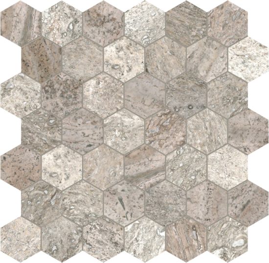 Silver Ash 2 Hexagon Mosaic | Tile Center
