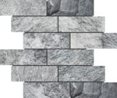 Slate Stone Grey Glazed Ceramic 2"x6" Brick Mosaic | Tile Center