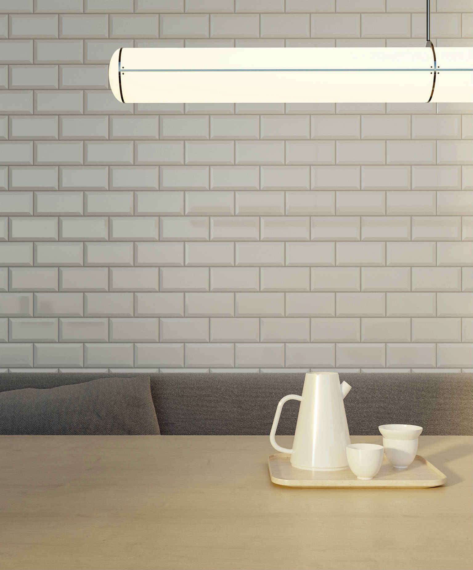 Traditions Canvas White Beveled Glossy 3x6 | Tile Center