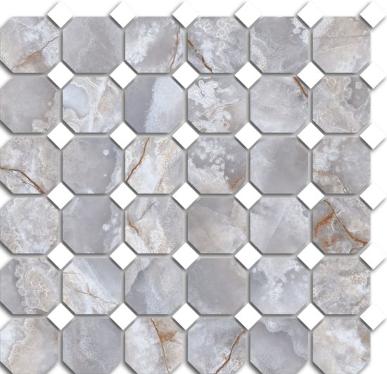 Treasure Blue Dream Onyx Polished Octagon/Dot Mosaic | Tile Center