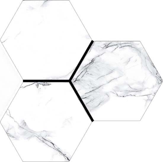 Treasure Ice White Marble 6" Carved Hexagon | Tile Center