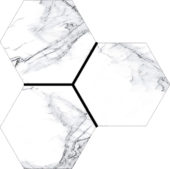 Treasure Ice White Marble 6" Carved Hexagon | Tile Center