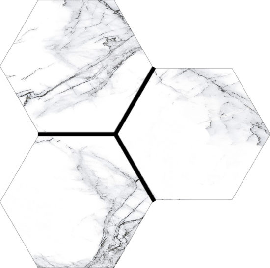 Treasure Ice White Marble 6" Carved Hexagon | Tile Center