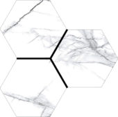 Treasure Ice White Marble 6" Carved Hexagon | Tile Center