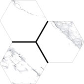 Treasure Ice White Marble 6" Carved Hexagon | Tile Center