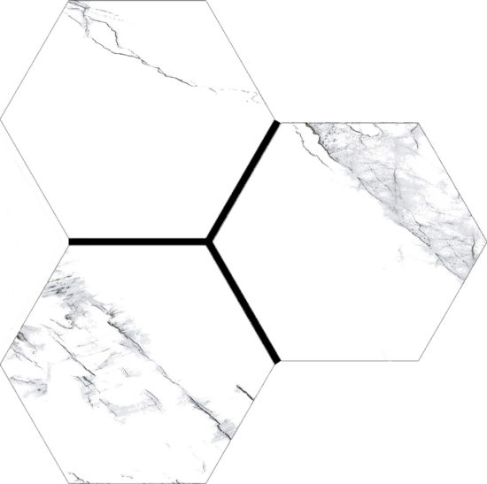 Treasure Ice White Marble 6" Carved Hexagon | Tile Center
