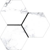 Treasure Ice White Marble 6" Carved Hexagon | Tile Center