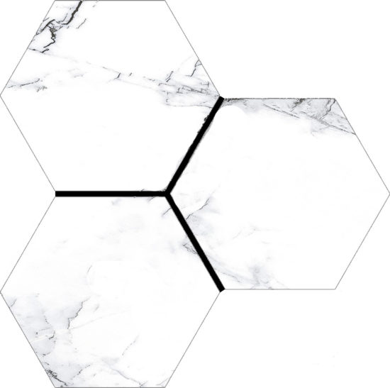 Treasure Ice White Marble 6" Carved Hexagon | Tile Center