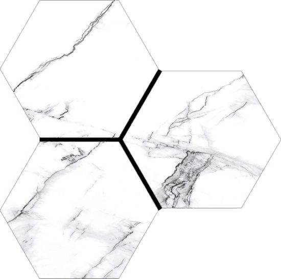 Treasure Ice White Marble 6" Carved Hexagon | Tile Center