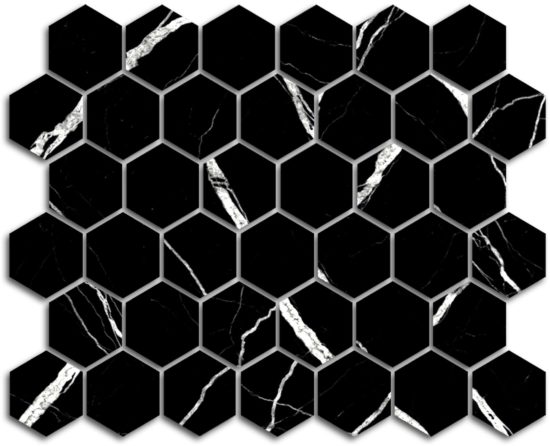 Treasure Midnight Nero 2x2 Polished Hexagon Mosaic | Tile Center