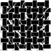 Treasure Midnight Nero Polished Basketweave Mosaic | Tile Center