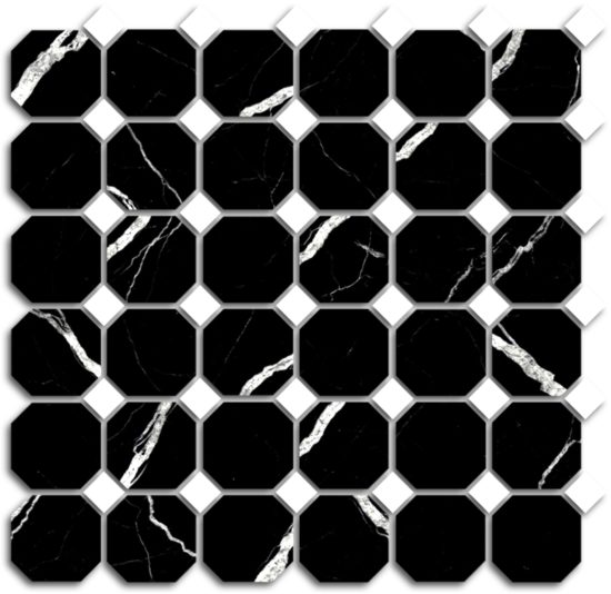 Treasure Midnight Nero Polished Octagon/Dot Mosaic | Tile Center
