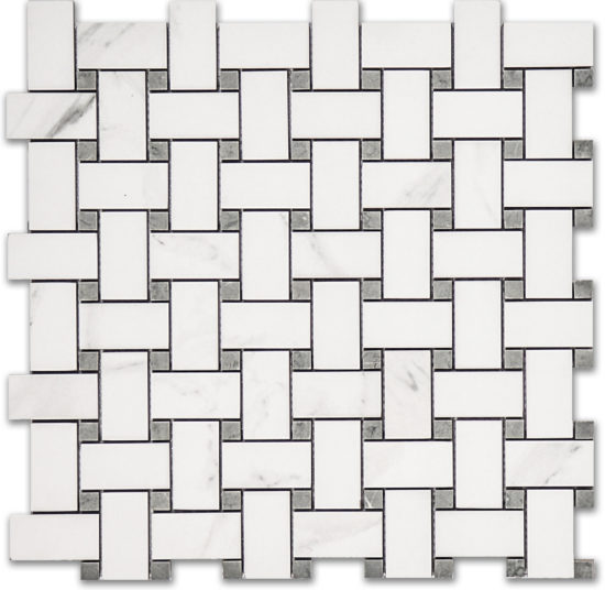 Treasure Statuario Polished Basketweave Mosaic | Tile Center