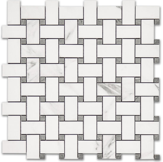 Treasure Statuario Polished Basketweave Mosaic | Tile Center