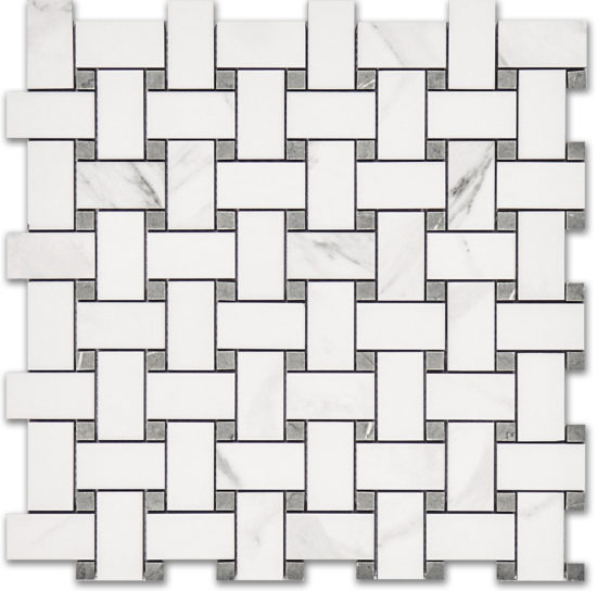 Treasure Statuario Polished Basketweave Mosaic | Tile Center