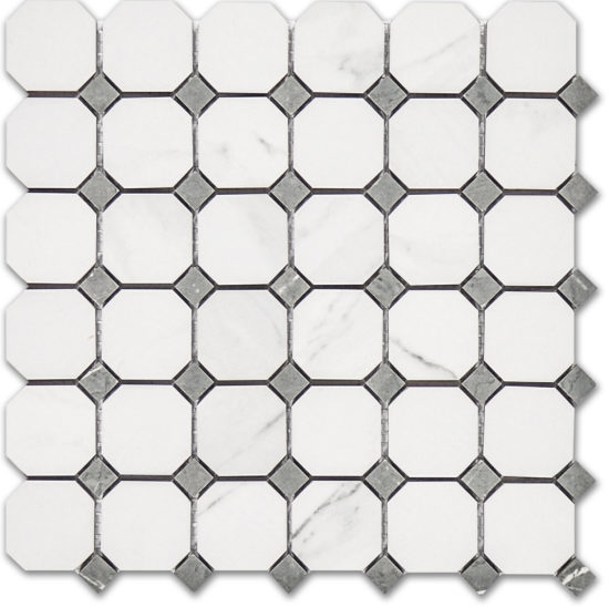 Treasure Statuario Polished Octagon/Dot Mosaic | Tile Center