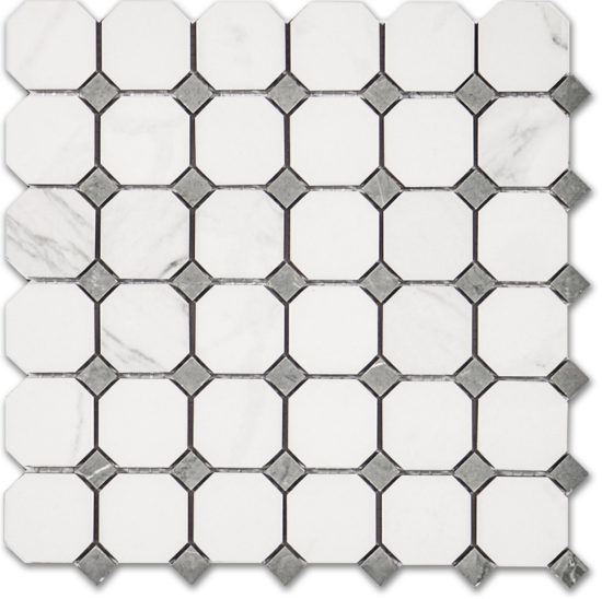 Treasure Statuario Polished Octagon/Dot Mosaic | Tile Center