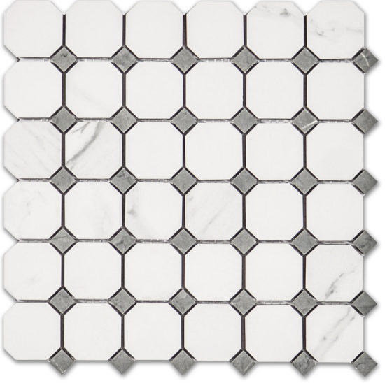Treasure Statuario Polished Octagon/Dot Mosaic | Tile Center