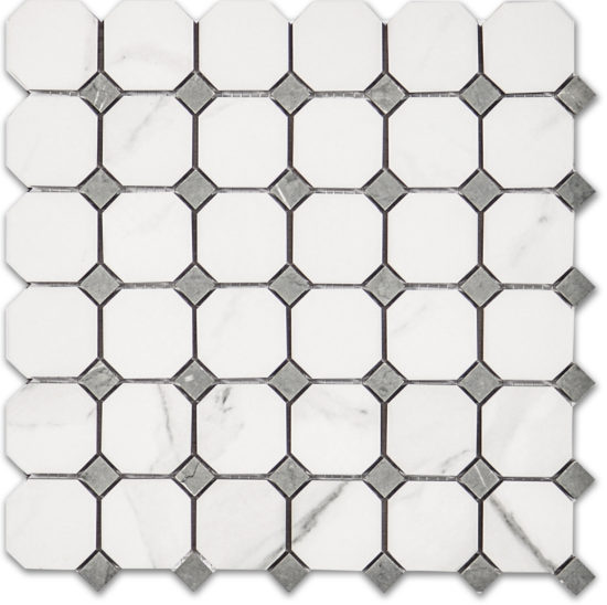 Treasure Statuario Polished Octagon/Dot Mosaic | Tile Center