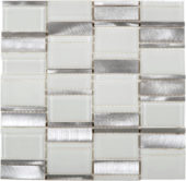 White Glass & Aluminum Mix Mosaic | Tile Center