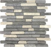White Grey Broken Brick Marble Interlocking Mosaic | Tile Center