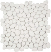 White Reconstituted Pebble Interlocking Mosaic | Tile Center