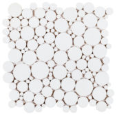 White Reconstituted Round Interlocking Mosaic | Tile Center